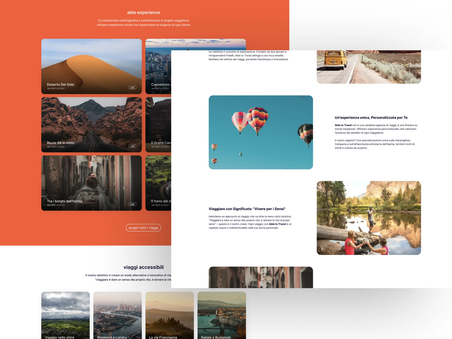Interfaccia del sito Able To Travel