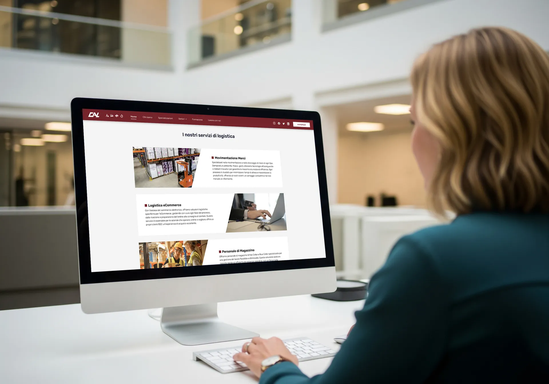 Mockup iMac della pagina servizi del sito web CAL