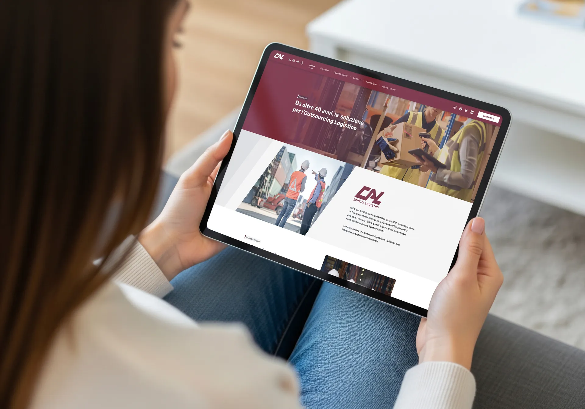 Mockup tablet del sito web CAL
