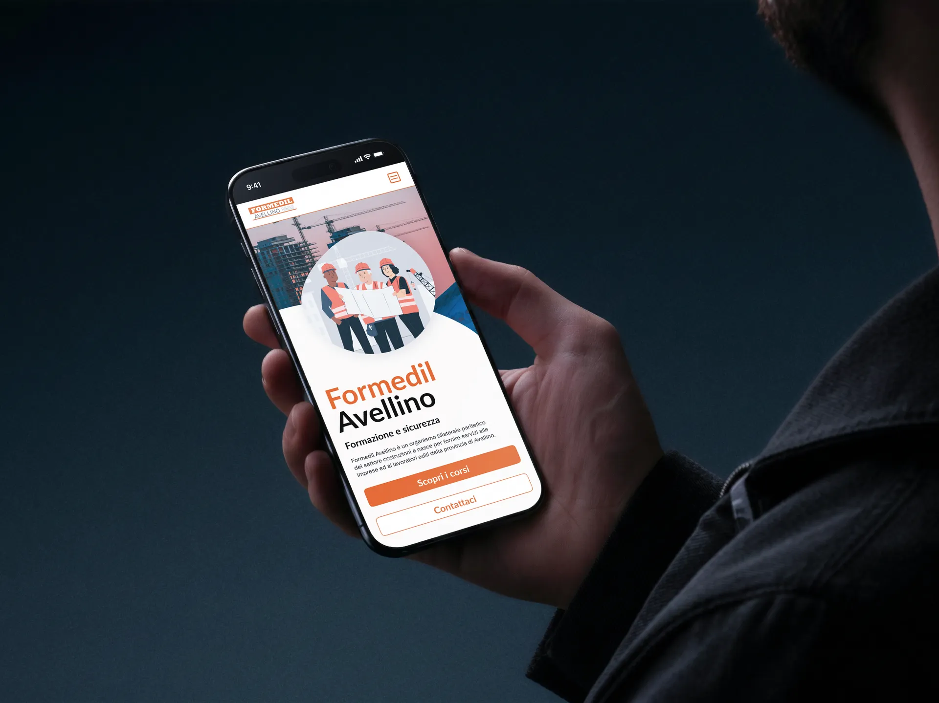 Homepage mobile di Formedil Avellino visualizzata su smartphone