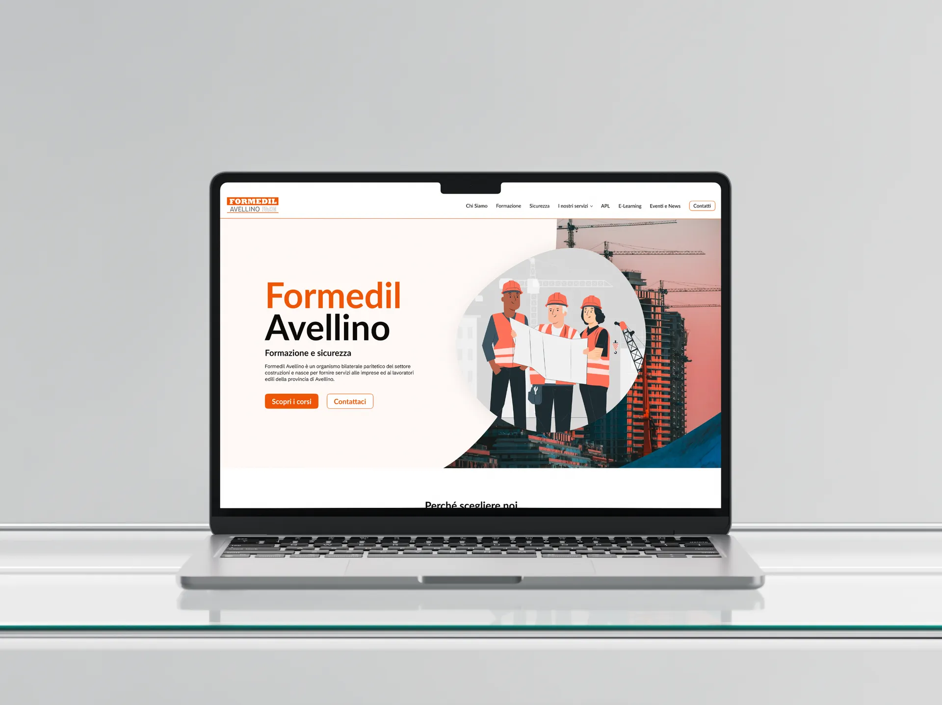 Homepage di Formedil Avellino visualizzata su laptop