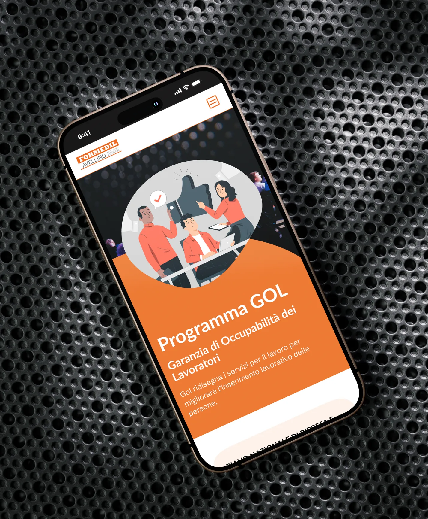 Pagina Programma GOL di Formedil Avellino visualizzata su smartphone