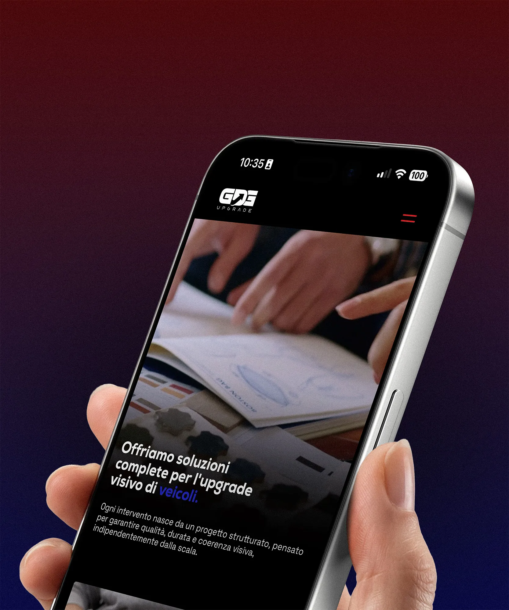 Sito GDG Upgrade visualizzato su smartphone